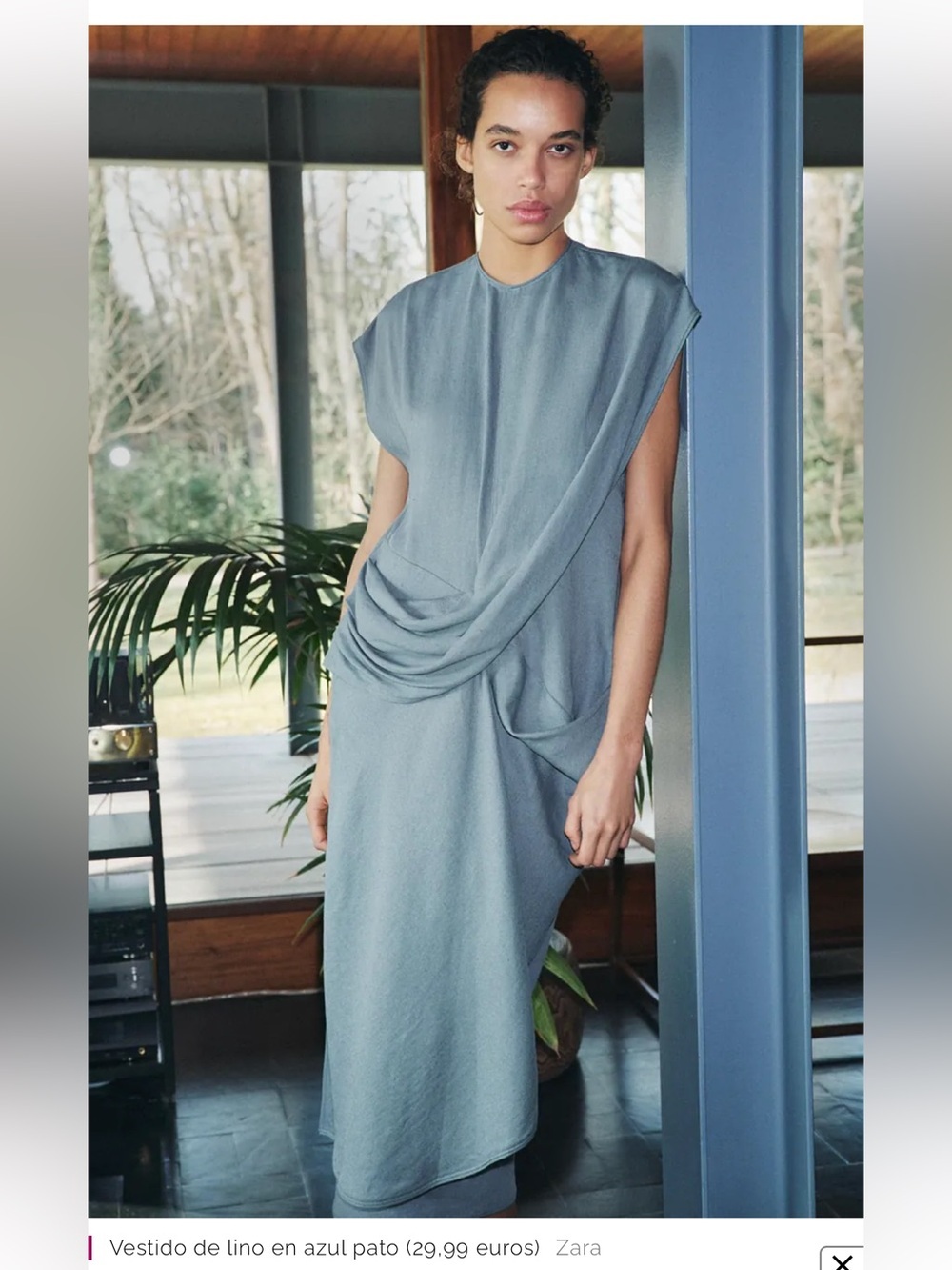 Zara Slate Blue Draped Maxi Dress - Picture 2 of 4